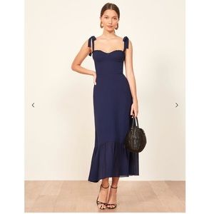 Reformation Nikita Blue Ruffle Midi Dress - NWOT